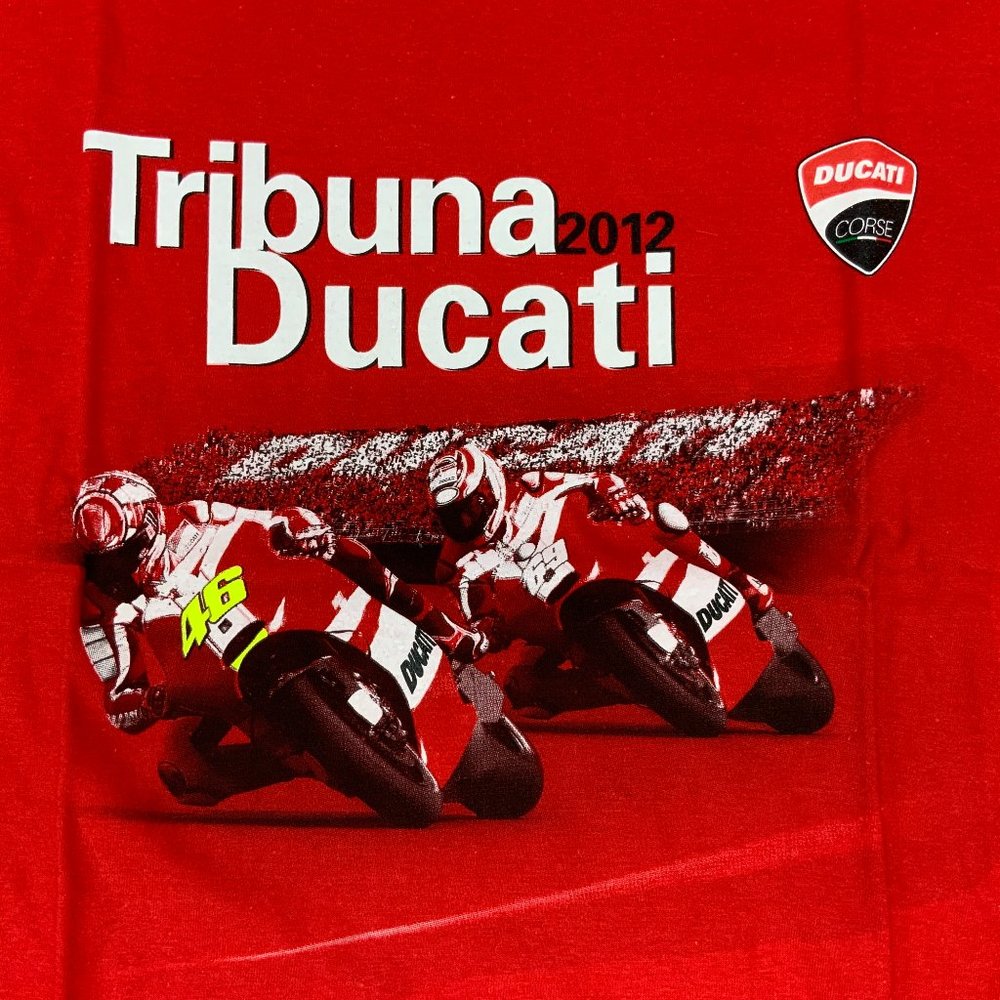 New Ducati Corse Tribuna 2012 MotoGP Racing Rossi & Hayden T-Shirt Sz XL - Picture 11 of 13